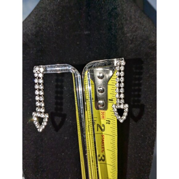 Sterling Silver Drop Earrings With Pave Cubic Zirconia Arrow Shape Design - Picture 7 of 9